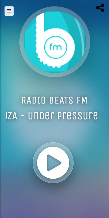 Modelo Clássico do app para rádio do xCAST, tela real da rádio de demonstração Beats FM