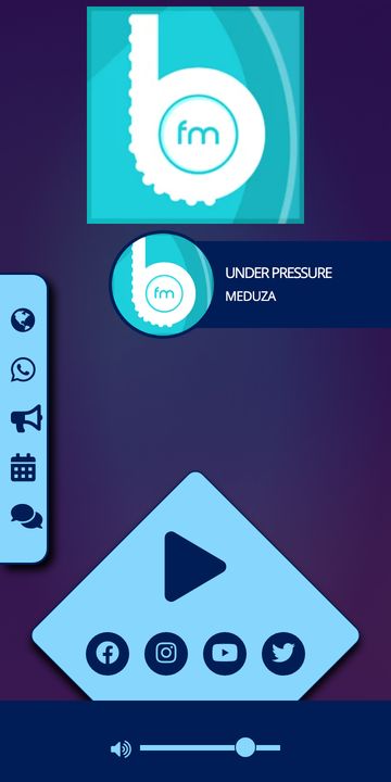 Modelo Vitrine do app para rádio do xCAST, tela real da rádio de demonstração Beats FM